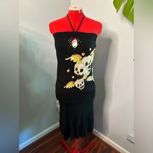 Vintage Soul Revival Embroidered Skull Dress